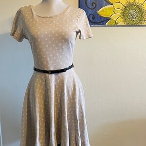 H & M Polka Dot Dress cream and white, fit and flair